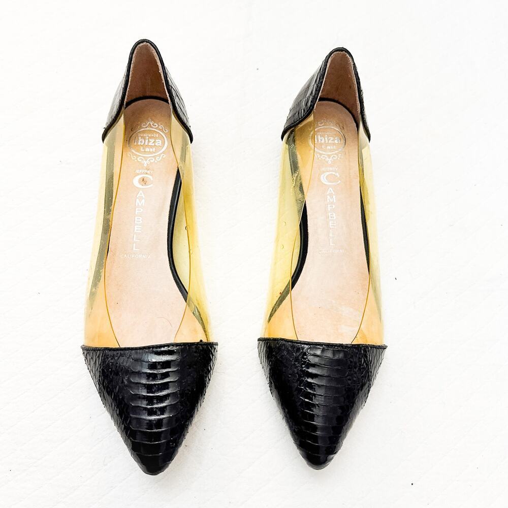 Jeffrey Campbell Ibiza PVC Leather Peekaboo Pointy Toe Chic Flats Size 9.5
